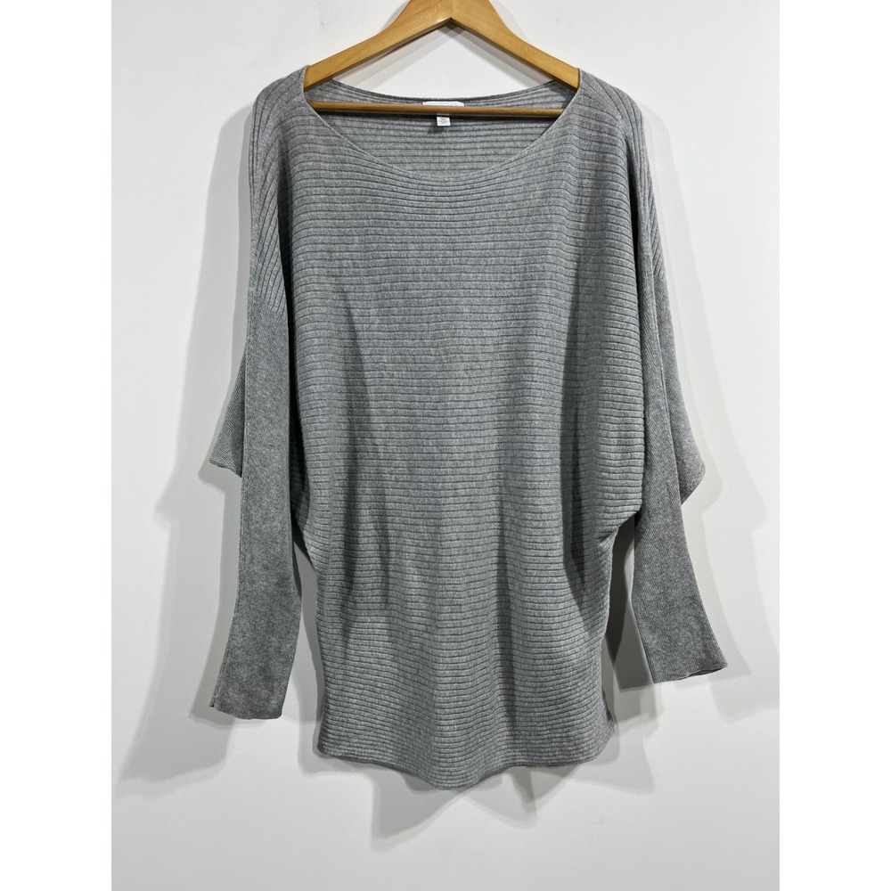 Nordstrom Old Money Coastal‎ Ribbed Batwing Sleeve Boat Neck Sweater Medium FLAW